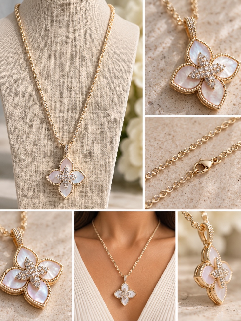 Mother-of-Pearl Quatrefoil Necklace